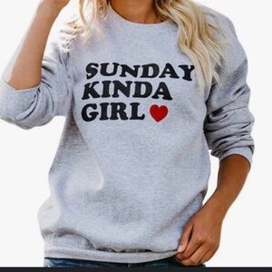 Lulusimon Studio Sweatshirt Women’s Medium “Sunday kinda girl” gray